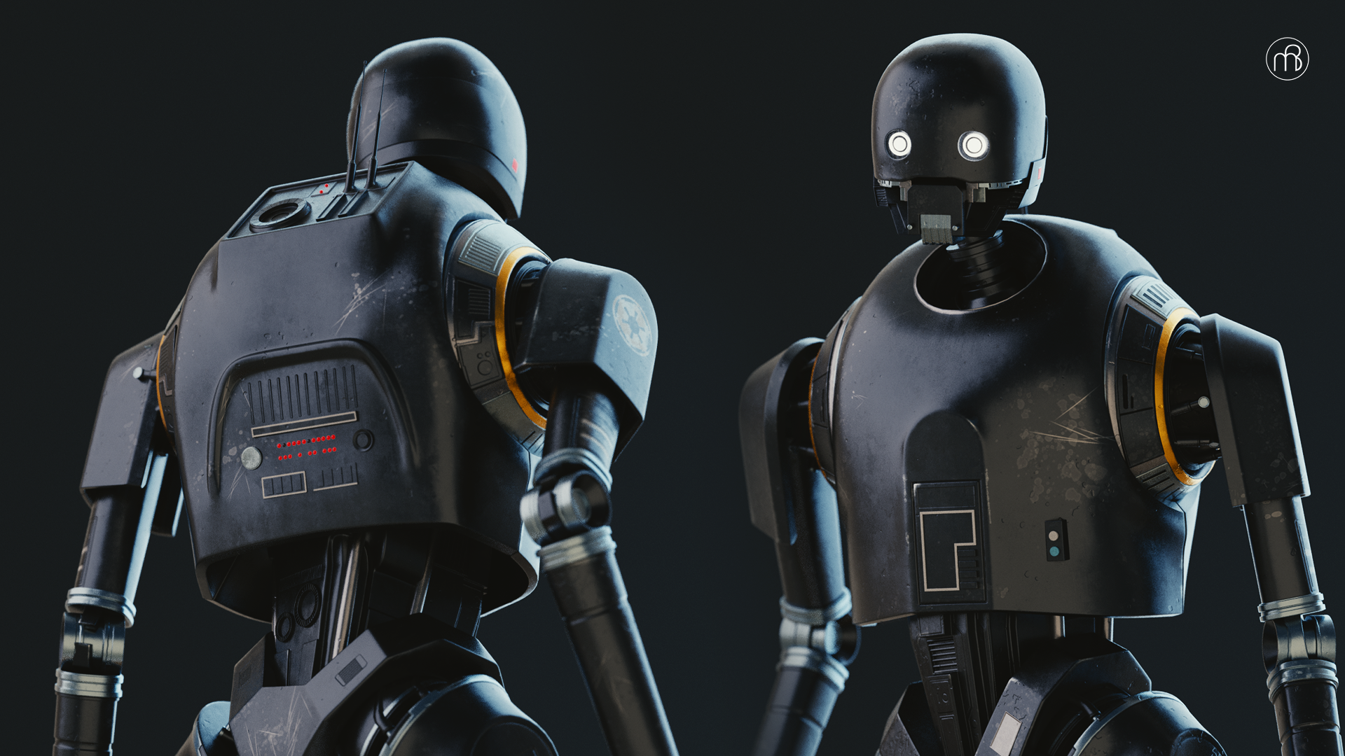 3D render of K-2SO from Star Wars